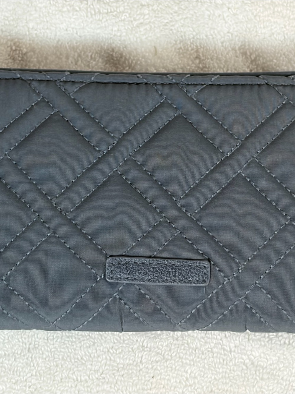 Quilted Gray Foldover Clutch Wallet